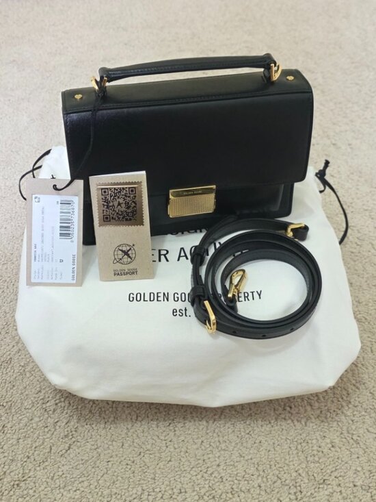 Golden Goose Handbags - Golden Goose Deluxe Brand Venezia Small Shoulder Bag - Black Calfskin Leather